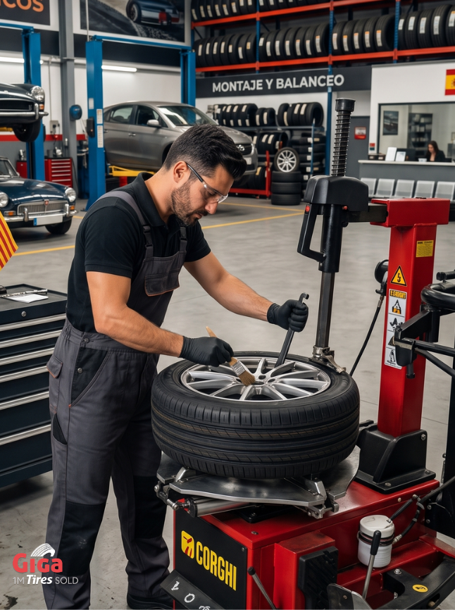 Proceso de instalación de llantas con Giga Tires en Los Ángeles